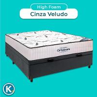 Cama Box Marrom + Colchão Casal High Foam Ortobom