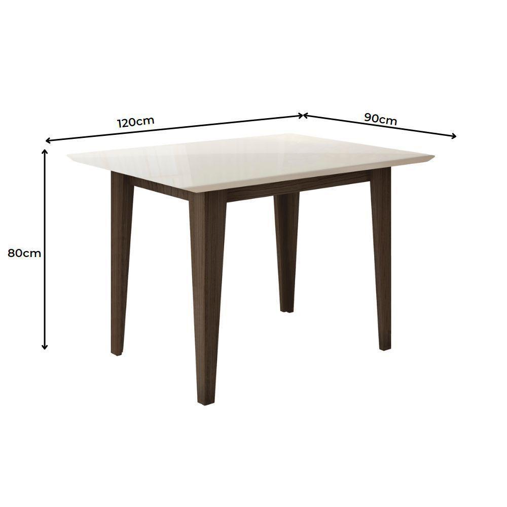 Conjunto Sala De Jantar Mesa Retangular Kate Com Vidro 120cm E 4 Cadeiras Josi Amêndoa/off White - Poliman - 5