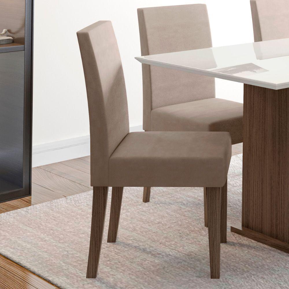 Conjunto Sala De Jantar Mesa Retangular Kate Com Vidro 120cm E 4 Cadeiras Josi Amêndoa/off White - Poliman - 10