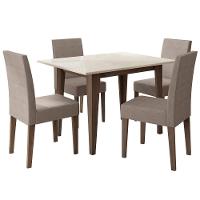 Conjunto Sala De Jantar Mesa Retangular Kate Com Vidro 120cm E 4 Cadeiras Josi Amêndoa/off White - Poliman - 2