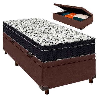 Cama Box Preto + Colchão Solteiro Airtech 150 Ortobom