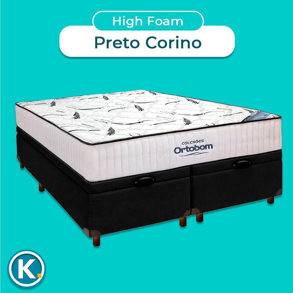 Box Bau Blindado Preto + Colchão Casal High Foam Ortobom - 4