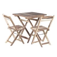 Conjunto Mesa Dobrável Com 2 Cadeiras 100% Madeira Maciça Ypê Natural - 1