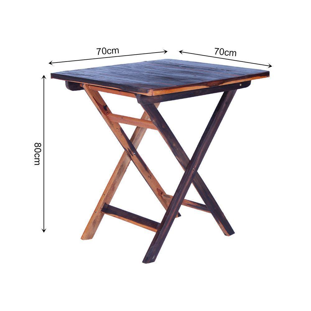 Conjunto Mesa Dobrável Com 2 Cadeiras 100% Madeira Maciça Ypê Cerejeira - 3