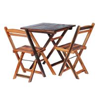 Conjunto Mesa Dobrável Com 2 Cadeiras 100% Madeira Maciça Ypê Cerejeira - 1