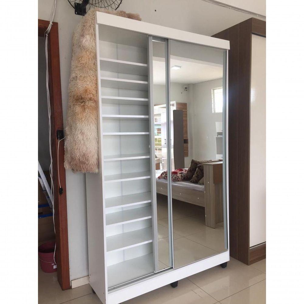 Sapateira De Espelhos Luz Led Magia Móveis Diamante Branco - 3