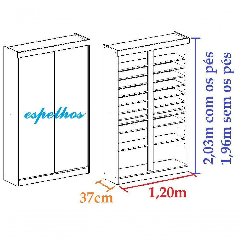 Sapateira De Espelhos Luz Led Magia Móveis Diamante Branco - 6