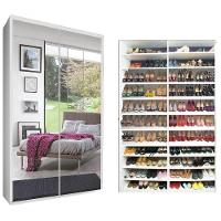 Sapateira De Espelhos Luz Led Magia Móveis Diamante Branco - 1