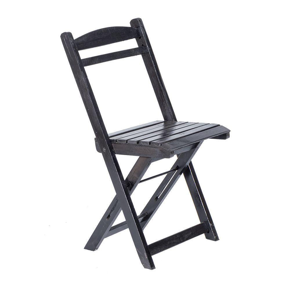 Conjunto Mesa Dobrável Com 2 Cadeiras 100% Madeira Maciça Ypê Preto - 5