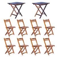 Conjunto 2 Mesas Dobráveis Com 8 Cadeiras 100% Madeira Maciça Ypê Cerejeira - 2