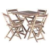 Conjunto Mesa Dobrável Com 4 Cadeiras 100% Madeira De Lei Ypê Natural - 1