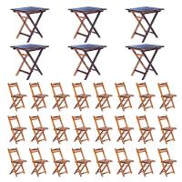 Conjunto 6 Mesas Dobráveis Com 24 Cadeiras 100% Madeira Maciça Ypê Cerejeira - 2