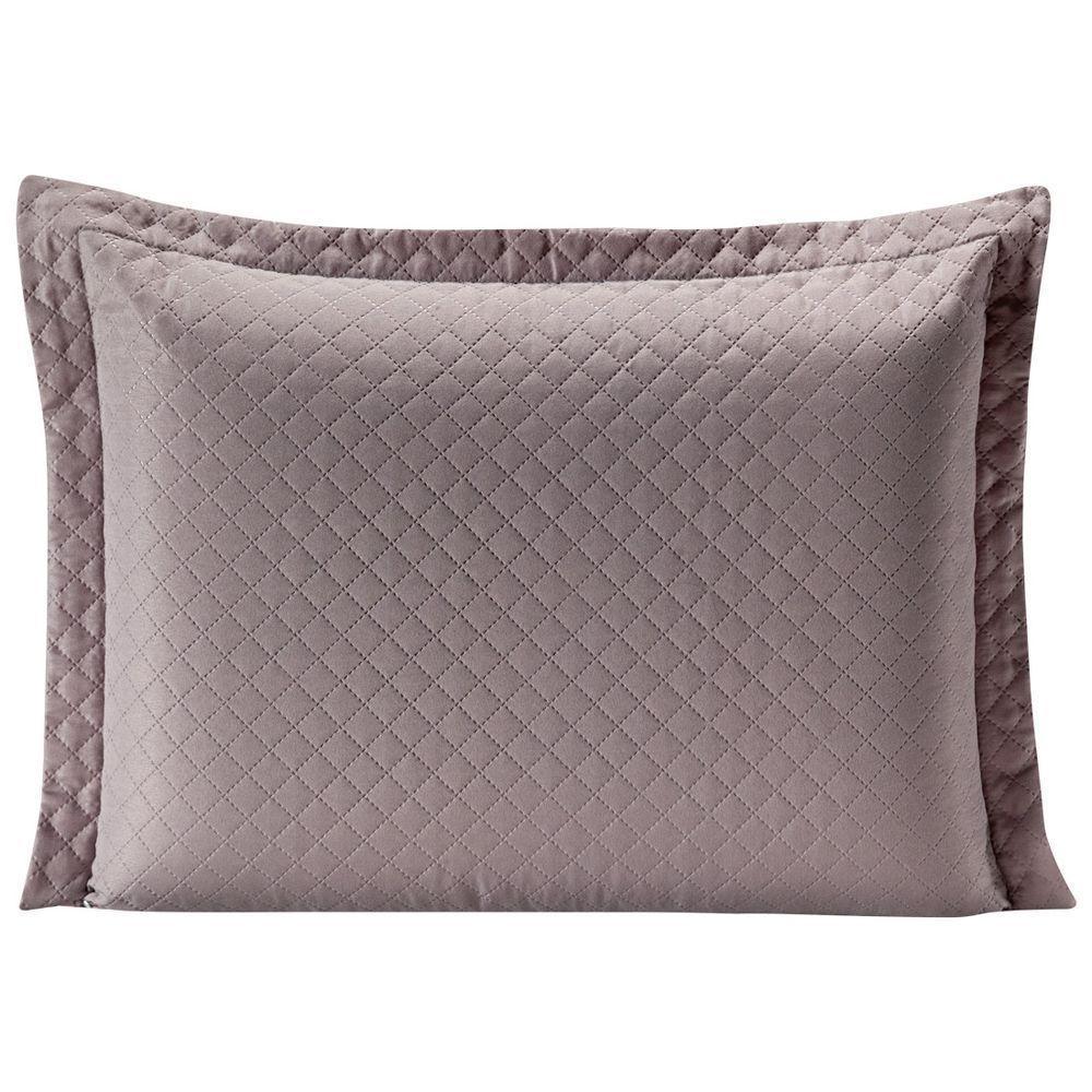 Porta Travesseiro Cinza Rosa Avulso Dupla Face com Zíper - 1