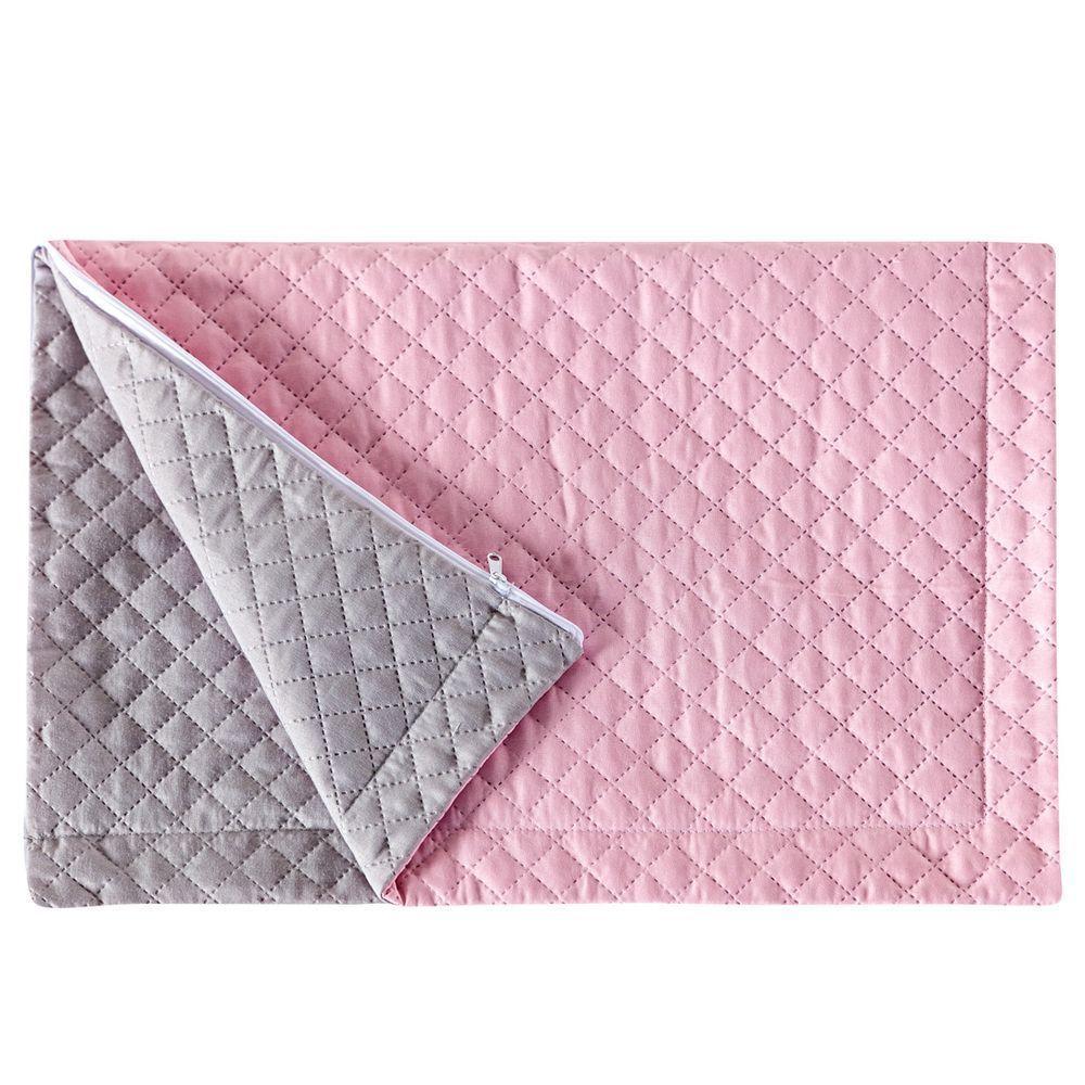 Porta Travesseiro Cinza Rosa Avulso Dupla Face com Zíper - 4