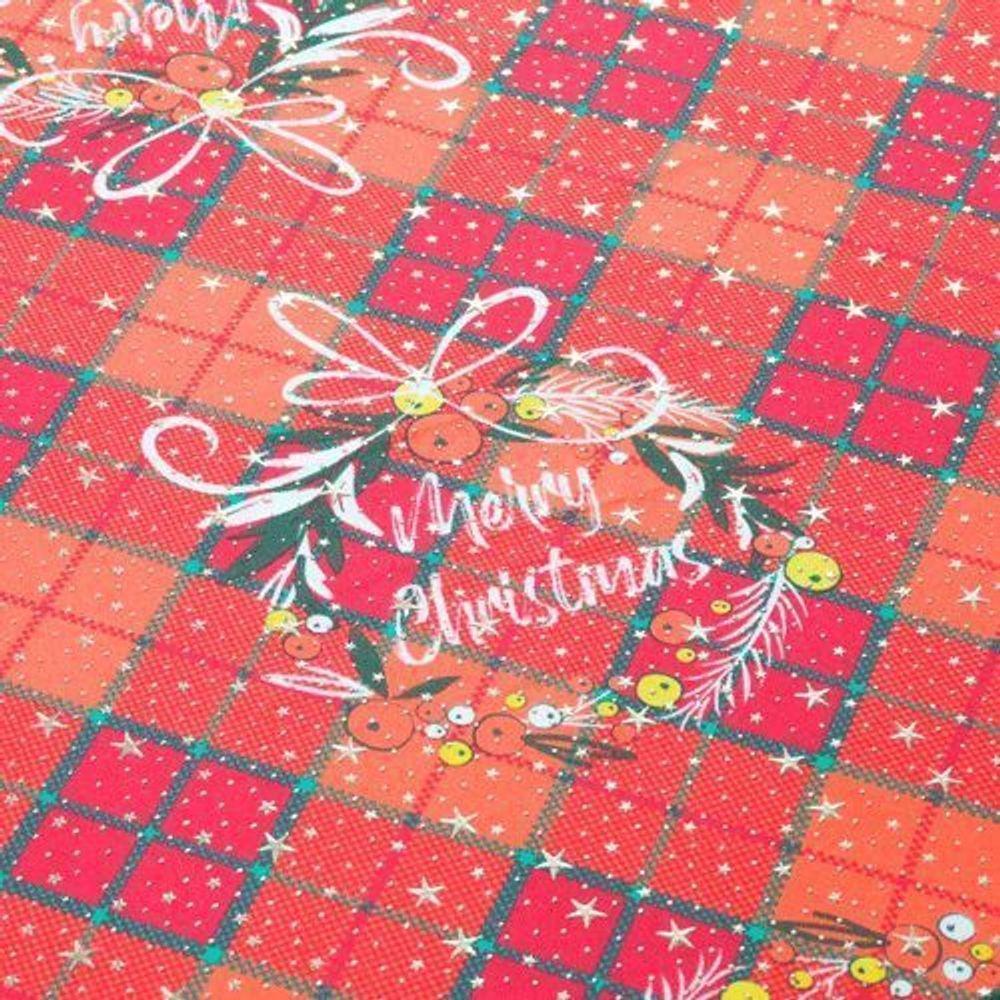 Toalha De Mesa Estampada Brilhare 1 Peça 1,45m X 1,45m 4 Lugares 100% Poliéster Tecido Oxford Natal - Estampa 2 Verde - 4