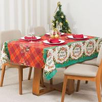 Toalha De Mesa Estampada Brilhare 1 Peça 1,45m X 1,45m 4 Lugares 100% Poliéster Tecido Oxford Natal - Estampa 2 Verde - 2