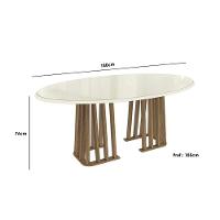 Mesa Para Cozinha Alteia Com Tampo Madeirado Com Vidro 180x105cm Nogueira Preto Fosco Kappesberg - 2