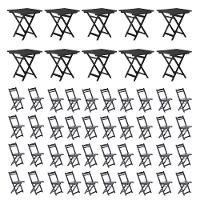 Kit 10 Mesas Dobráveis Com 40 Cadeiras 100% Madeira Maciça Ypê Preto - 2