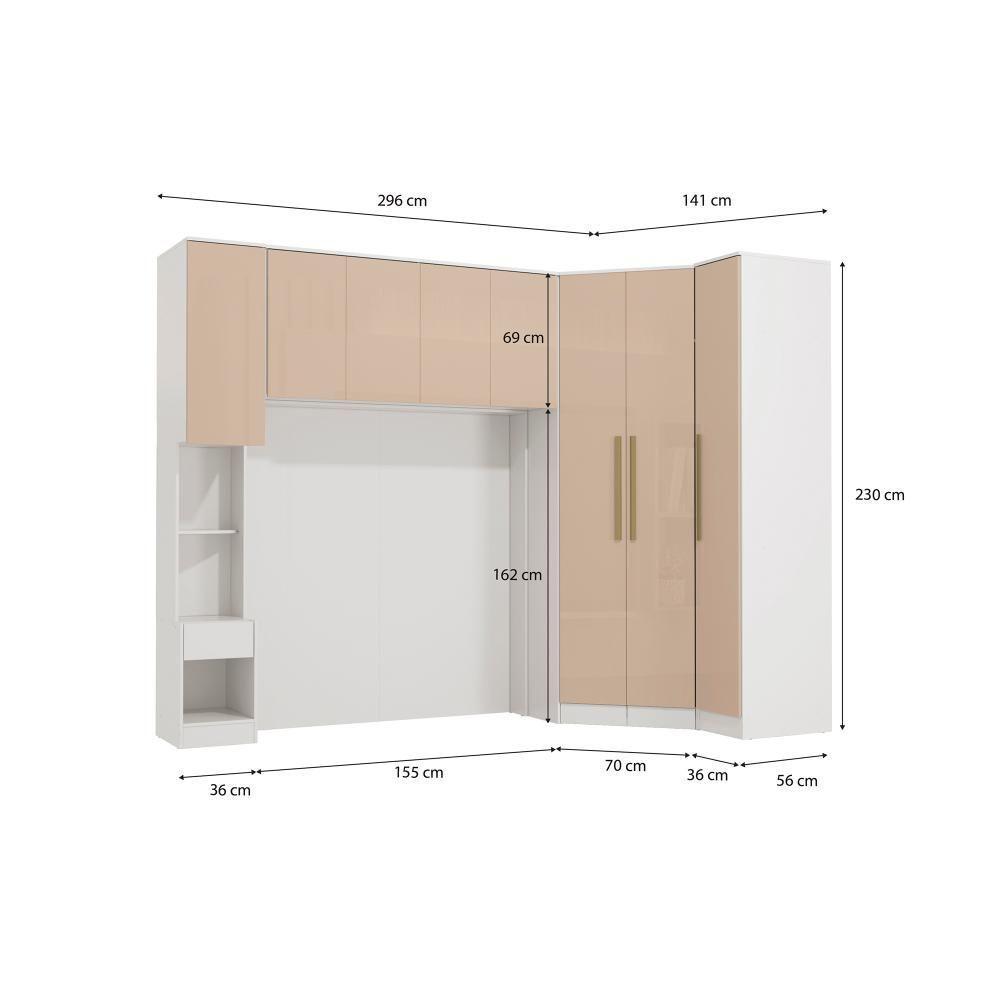Quarto Completo Kappesberg Adapt 7 Peças Branco/macadâmia - 3