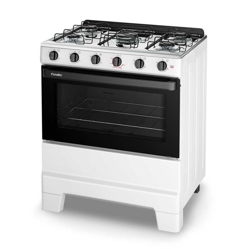 Fogão A Gás 5 Bocas Ideal Pop Branco Mesa Inox F5ISB Esmaltec - 3