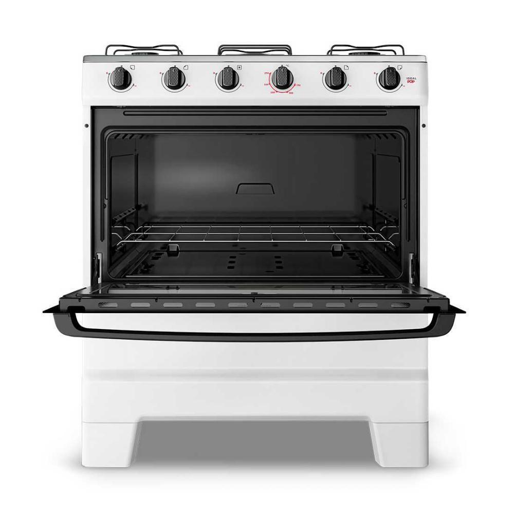 Fogão A Gás 5 Bocas Ideal Pop Branco Mesa Inox F5ISB Esmaltec - 4