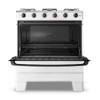 Fogão A Gás 5 Bocas Ideal Pop Branco Mesa Inox F5ISB Esmaltec