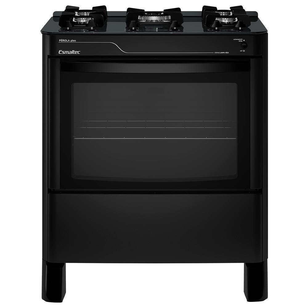 Fogão A Gás Mesa De Vidro Limpa Fácil E Acendimento Automático Esmaltec Pérola Glass 5 Bocas Preto Bivolt - 1