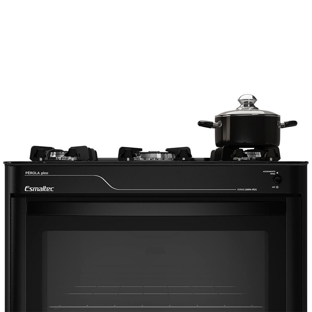 Fogão A Gás Mesa De Vidro Limpa Fácil E Acendimento Automático Esmaltec Pérola Glass 5 Bocas Preto Bivolt - 7