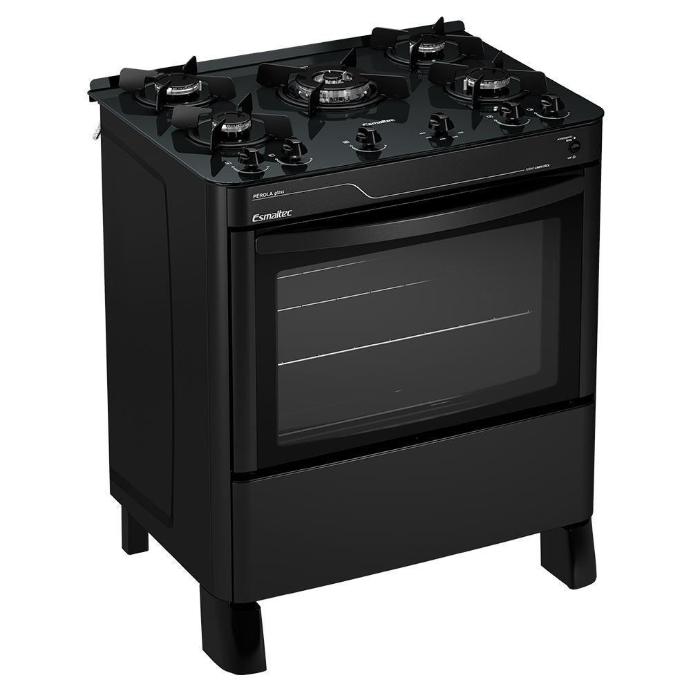 Fogão A Gás Mesa De Vidro Limpa Fácil E Acendimento Automático Esmaltec Pérola Glass 5 Bocas Preto Bivolt - 9