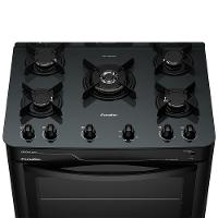 Fogão A Gás Mesa De Vidro Limpa Fácil E Acendimento Automático Esmaltec Pérola Glass 5 Bocas Preto Bivolt