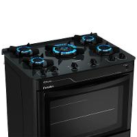 Fogão A Gás Mesa De Vidro Limpa Fácil E Acendimento Automático Esmaltec Pérola Glass 5 Bocas Preto Bivolt - 5