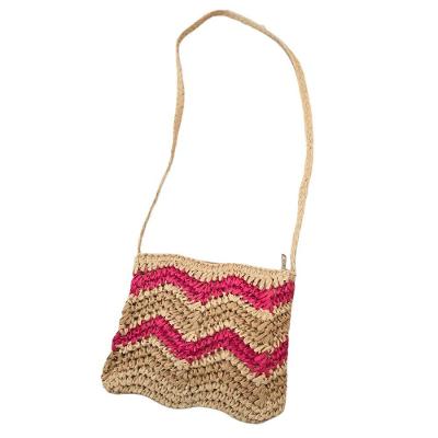 Bolsa Artesanal Lateral Listrada Transversal Casual Praia Rosa