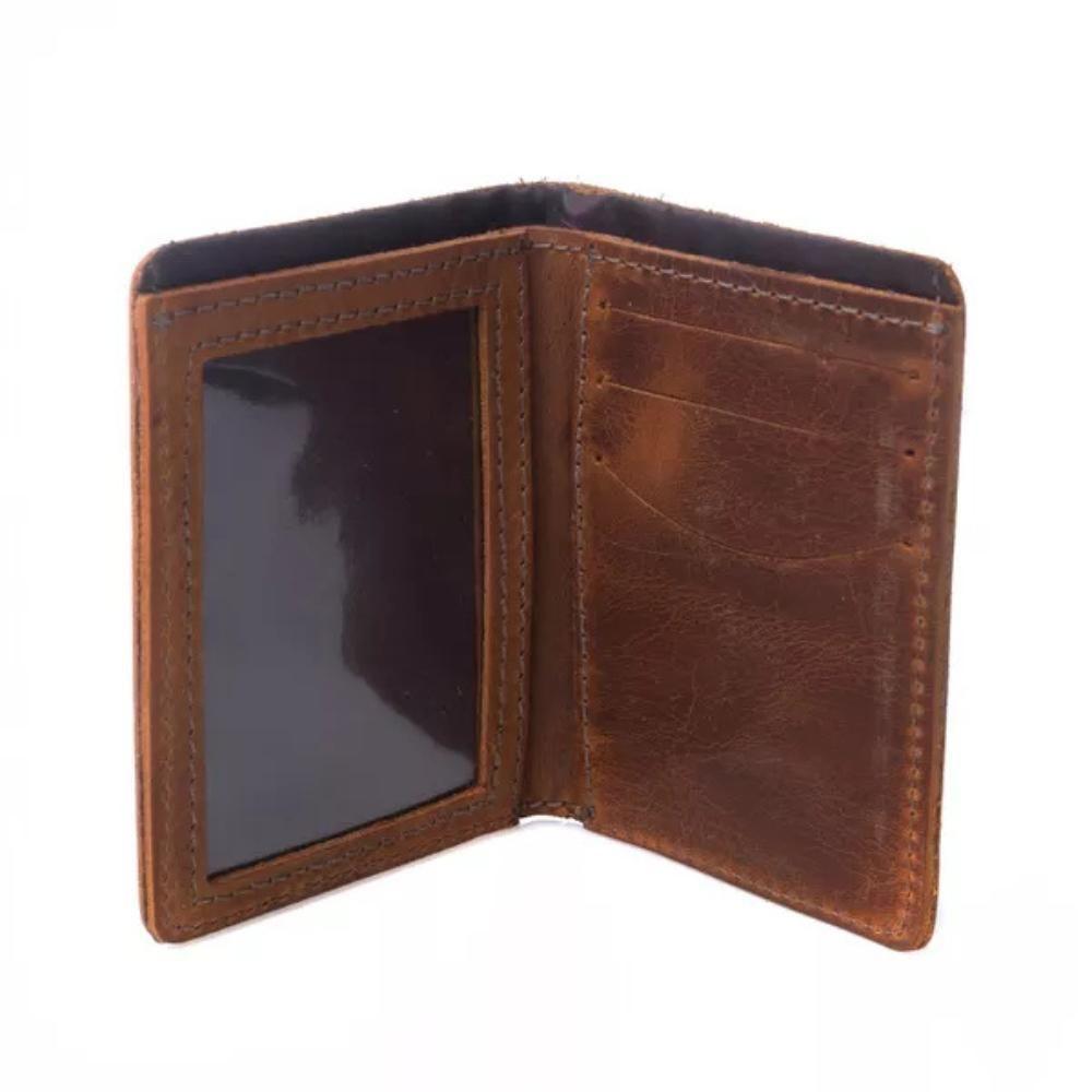 Carteira Masculina Casual Slim Em Couro Para Cnh E Cartões Crazy Horse Caramelo - 4