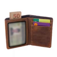 Carteira Masculina Casual Slim Em Couro Para Cnh E Cartões Crazy Horse Caramelo - 1