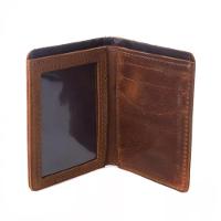 Carteira Masculina Casual Slim Em Couro Para Cnh E Cartões Crazy Horse Caramelo - 4