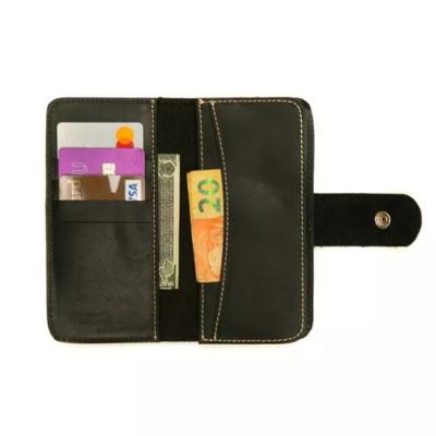 Carteira Masculina Compacta Em Couro Com Botão De Pressão Látego Preto