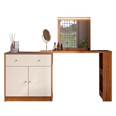 Penteadeira Camarim De Canto Aura 2 Portas E 1 Gaveta Canela-off White - Mobler Canela-off White