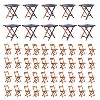 Conjunto 10 Mesas Dobráveis Com 40 Cadeiras 100% Madeira Maciça Ypê Cerejeira - 2