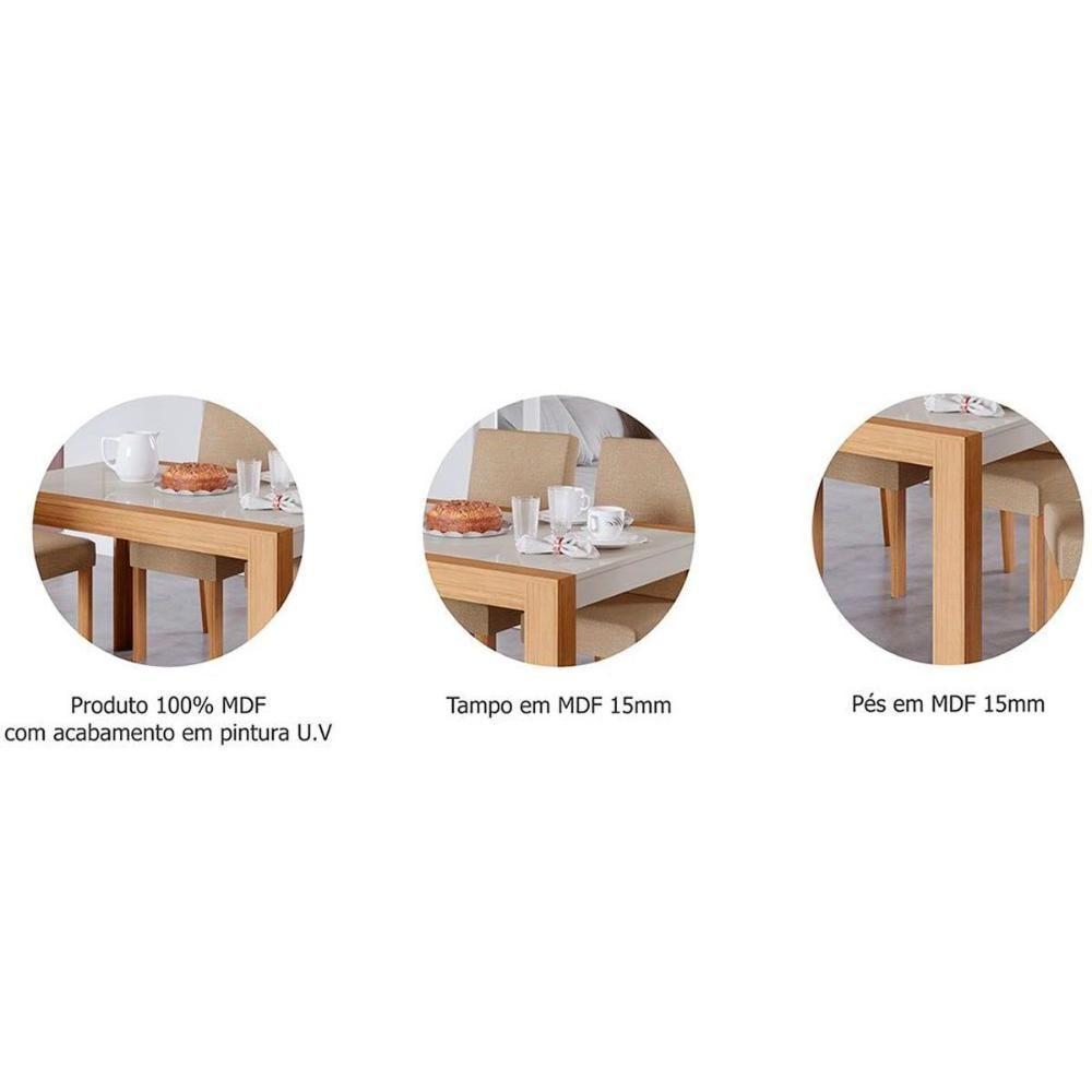 Conjunto Mesa Sala Jantar Grace Tampo Madeirado 90x90cm E 4 Cadeiras Nicole Savana Nature Suede Nude Bege Cimol - 5