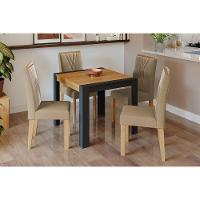 Conjunto Mesa Sala Jantar Grace Tampo Madeirado 90x90cm E 4 Cadeiras Nicole Savana Nature Suede Nude Bege Cimol - 1