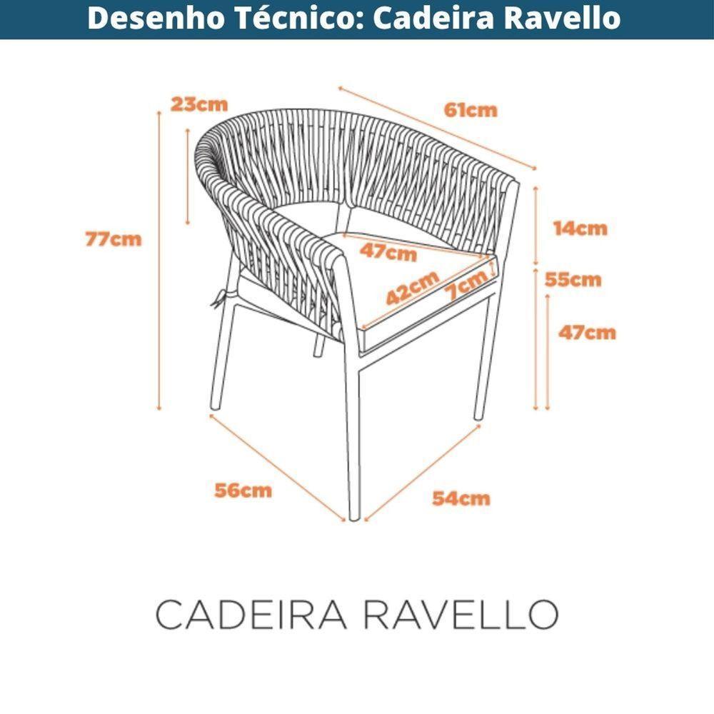 Kit 2 Cadeiras Ravello Caraíva Fratini Encosto Corda Náutica Assento Acquablock Base Alumínio Grafit - 2