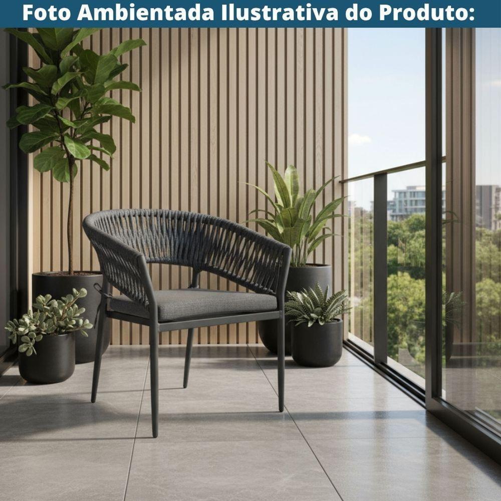 Kit 2 Cadeiras Ravello Caraíva Fratini Encosto Corda Náutica Assento Acquablock Base Alumínio Grafit - 3