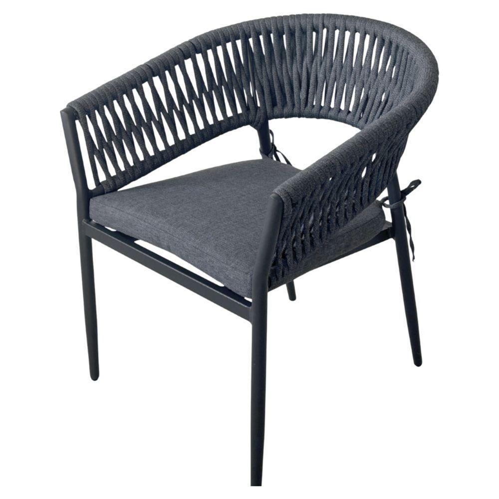 Kit 2 Cadeiras Ravello Caraíva Fratini Encosto Corda Náutica Assento Acquablock Base Alumínio Grafit - 7