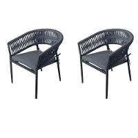 Kit 2 Cadeiras Ravello Caraíva Fratini Encosto Corda Náutica Assento Acquablock Base Alumínio Grafit - 1