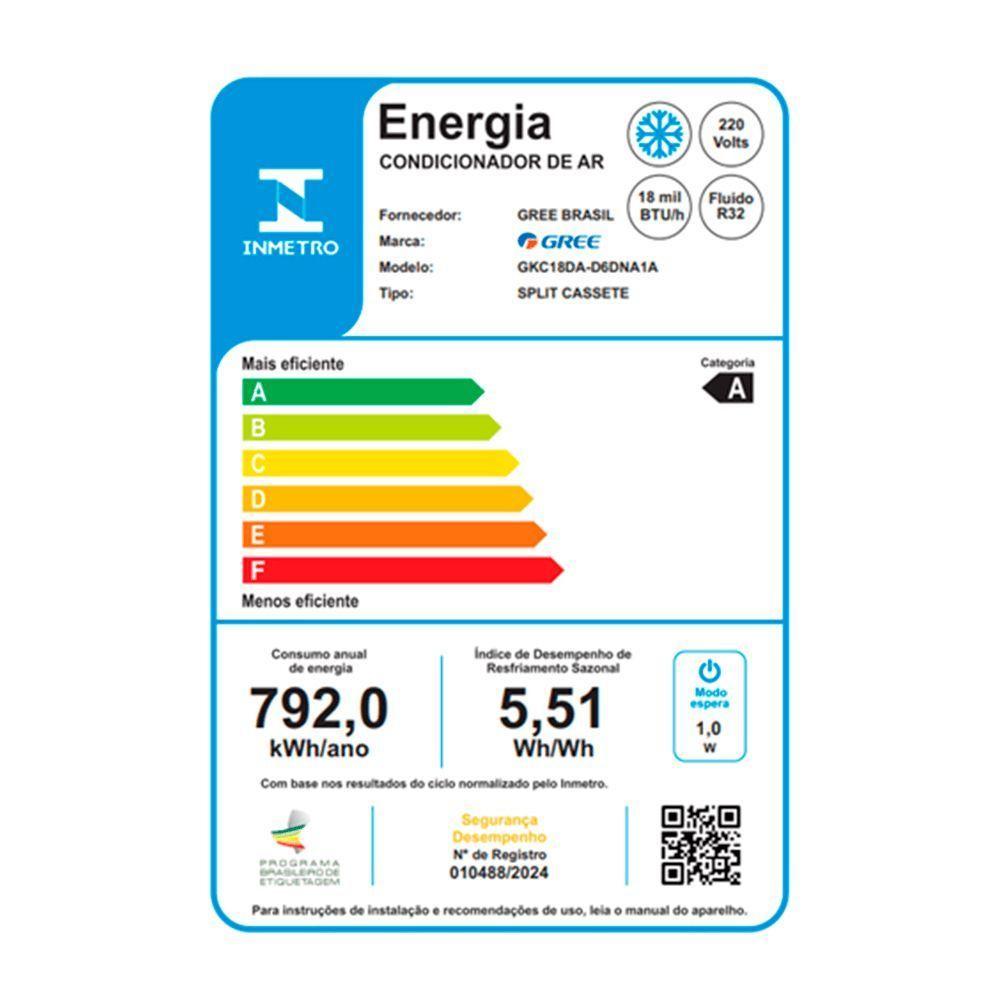 Ar Condicionado Split Cassete Gree G-linea 1 Via Inverter 18.000 BTUs Frio 220V R-32 - 7