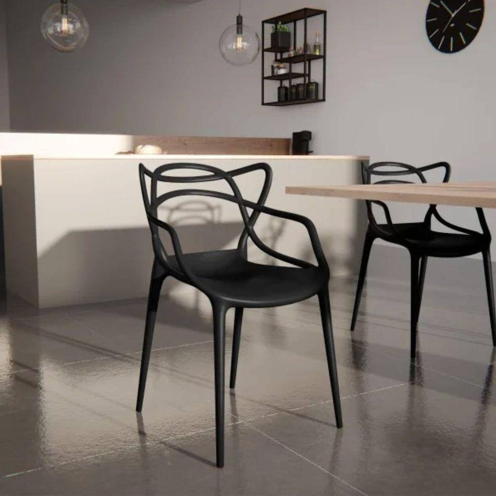 Kit 2 Cadeiras Sala De Estar Moderna Cor:preto - 7