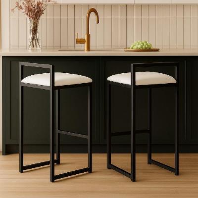 Kit 2 Banqueta Alta Cozinha Balcão Gourmet Bar Corino Bancos Cor:branco