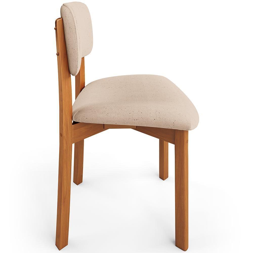 Kit 06 Cadeiras Para Sala De Jantar Cozinha Living Estofada Dara L02 Linho Bege - Lyam Decor - 6