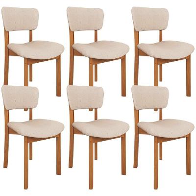 Kit 06 Cadeiras Para Sala De Jantar Cozinha Living Estofada Dara L02 Linho Bege - Lyam Decor