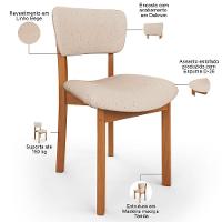 Kit 06 Cadeiras Para Sala De Jantar Cozinha Living Estofada Dara L02 Linho Bege - Lyam Decor